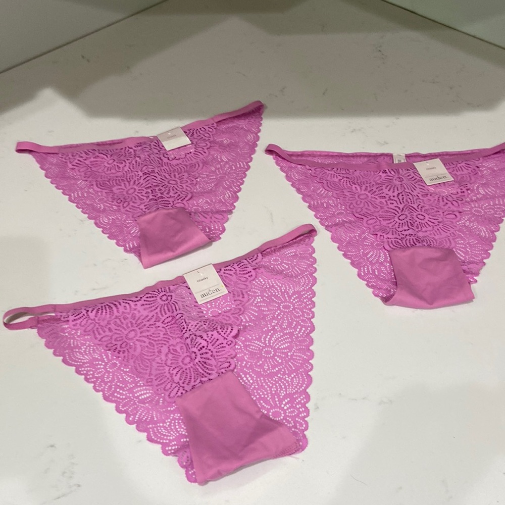 Auden large lace cheeky panties / underwear 3 pairs! Beautiful purple NWT